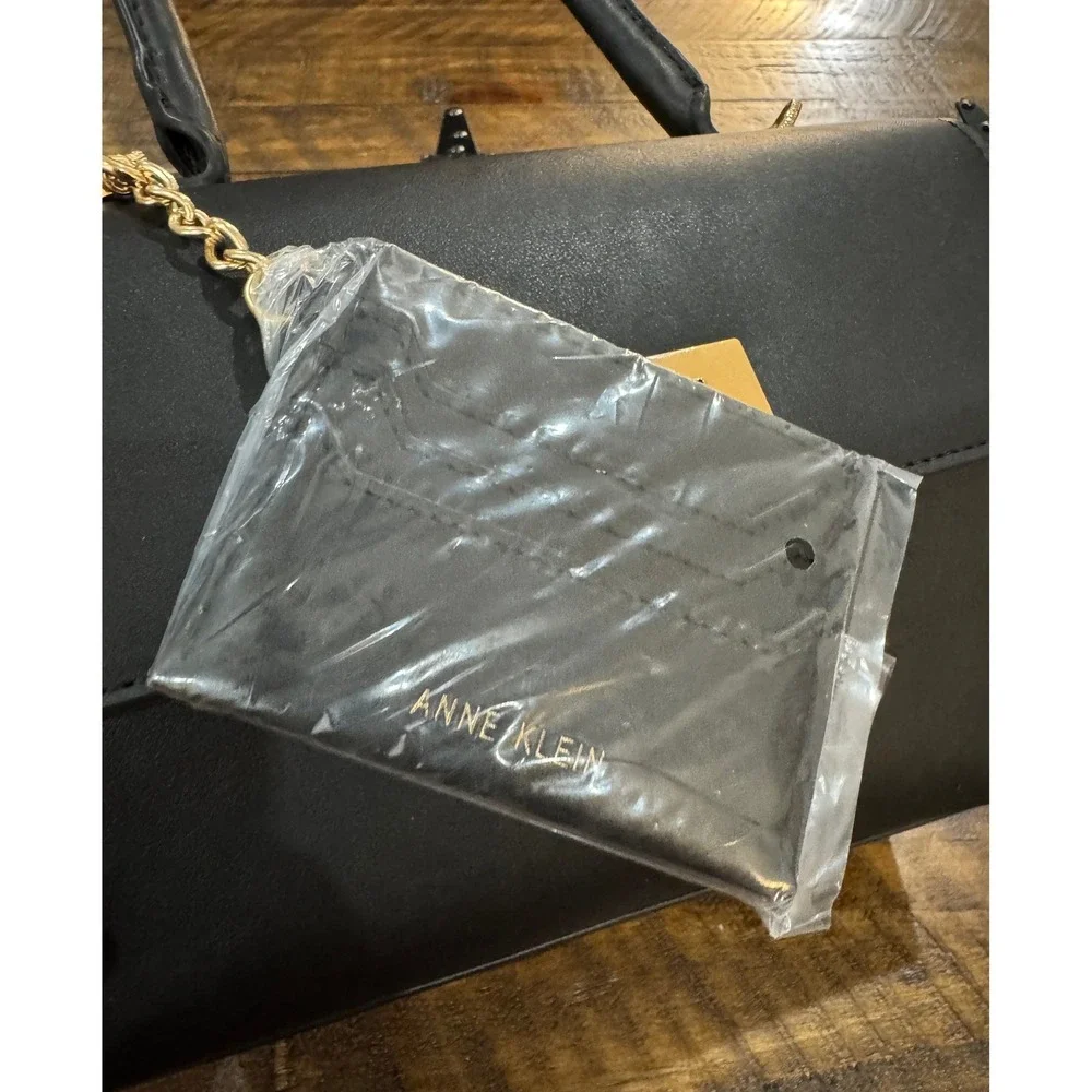 nwt Anne Klein Mini Flap Top Handle Crossbody‎ Handbag With Enamel Turn Lock